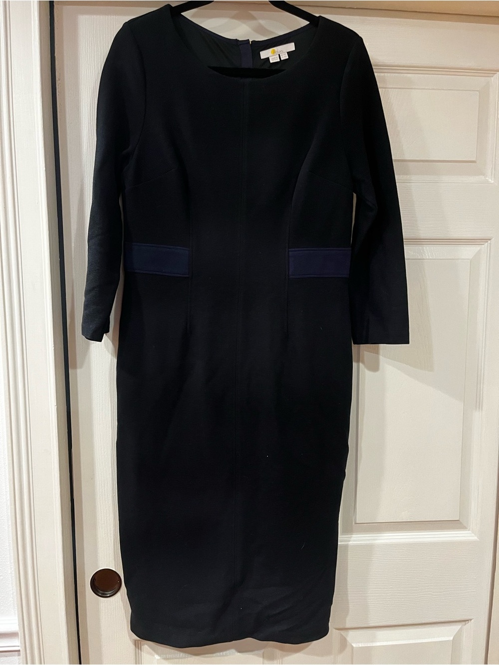 Black Boden Sheath Dress with Navy Accent - Classic Work Dress